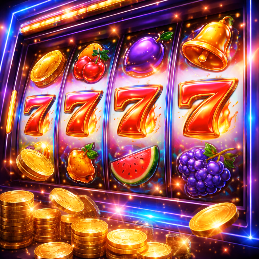 Cheerful player engaging with vibrant 777 slot symbols representing premium casino fun at BJ77